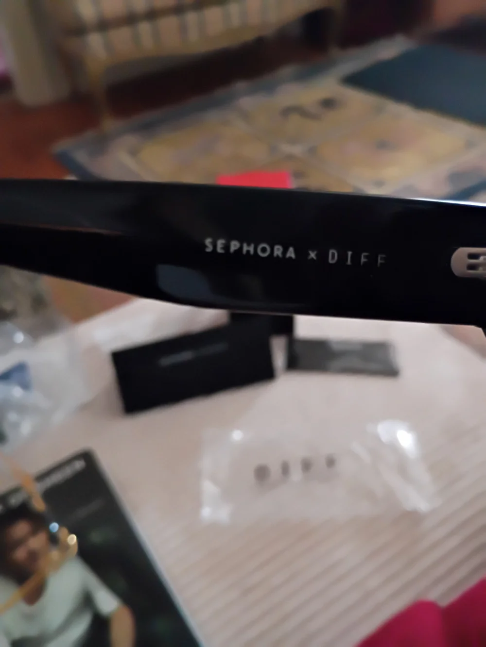 Sephora x Diff Black Rectangular Sunglasses